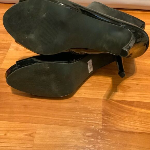 Torrid Black Patent Peep-Toe Heeled Boots - Picture 6 of 8